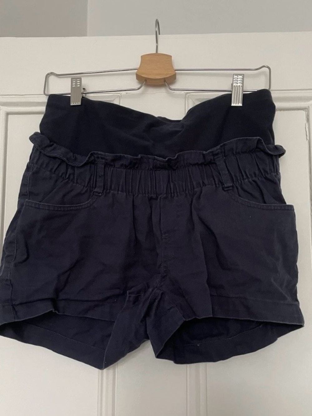 H&M High-Waist Navy Maternity Shorts